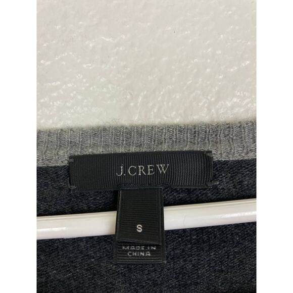 J.Crew Sweater Gray Wool Blend Tunic Elbow Patches Side Buttons Crewneck Small - Picture 8 of 10